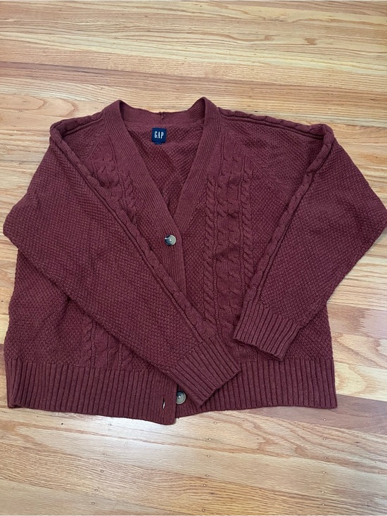 GAP Sweaters - GAP Women's Cable Knit Cardigan Sweater - Deep rust